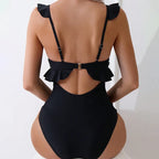 Traje de Baño de Una Pieza con Volantes - Monocromático y Sexy 2024