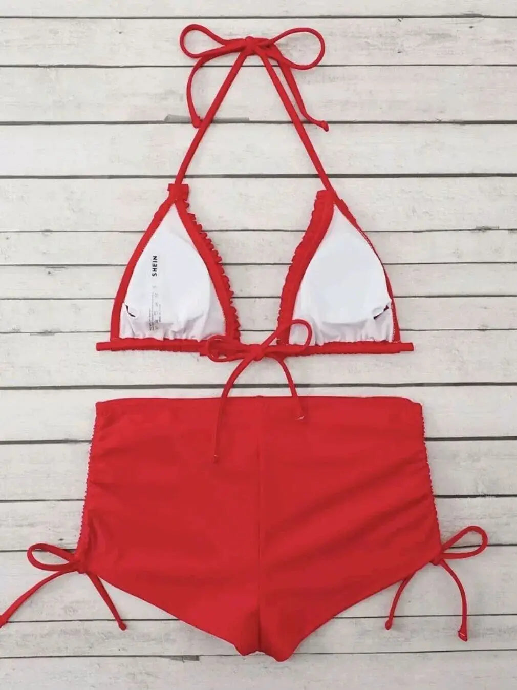 Bikini Triangular con Volantes y Cordón Halter - Microbikini de Verano