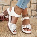 Sandalias de Tacón Alto para Mujer | Blancas | Suela Gruesa y Antideslizante