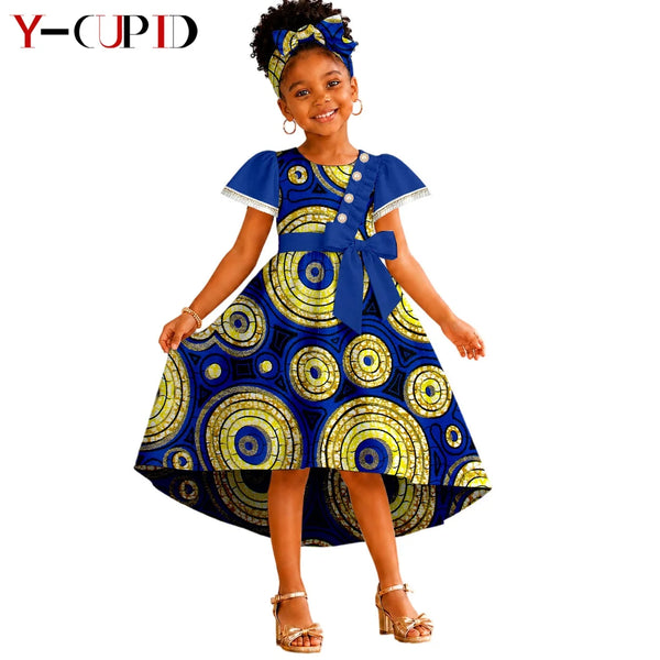 Vestido Ankara con Lazo Niña | Fiesta Bazin Riche | Tallas XS-XXL | Tico Trendy