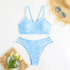Bikini Dividido con Aros de Textura Sólida para Verano