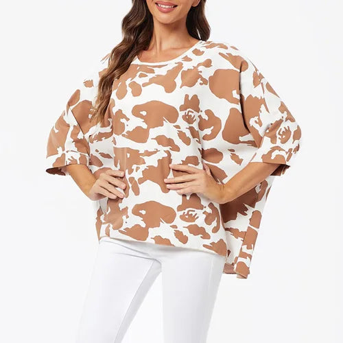 BHFlutter-camisa de talla grande para mujer, Top bohemio estampado, camiseta informal de gasa, 4XL, 5XL, 6XL, 2023