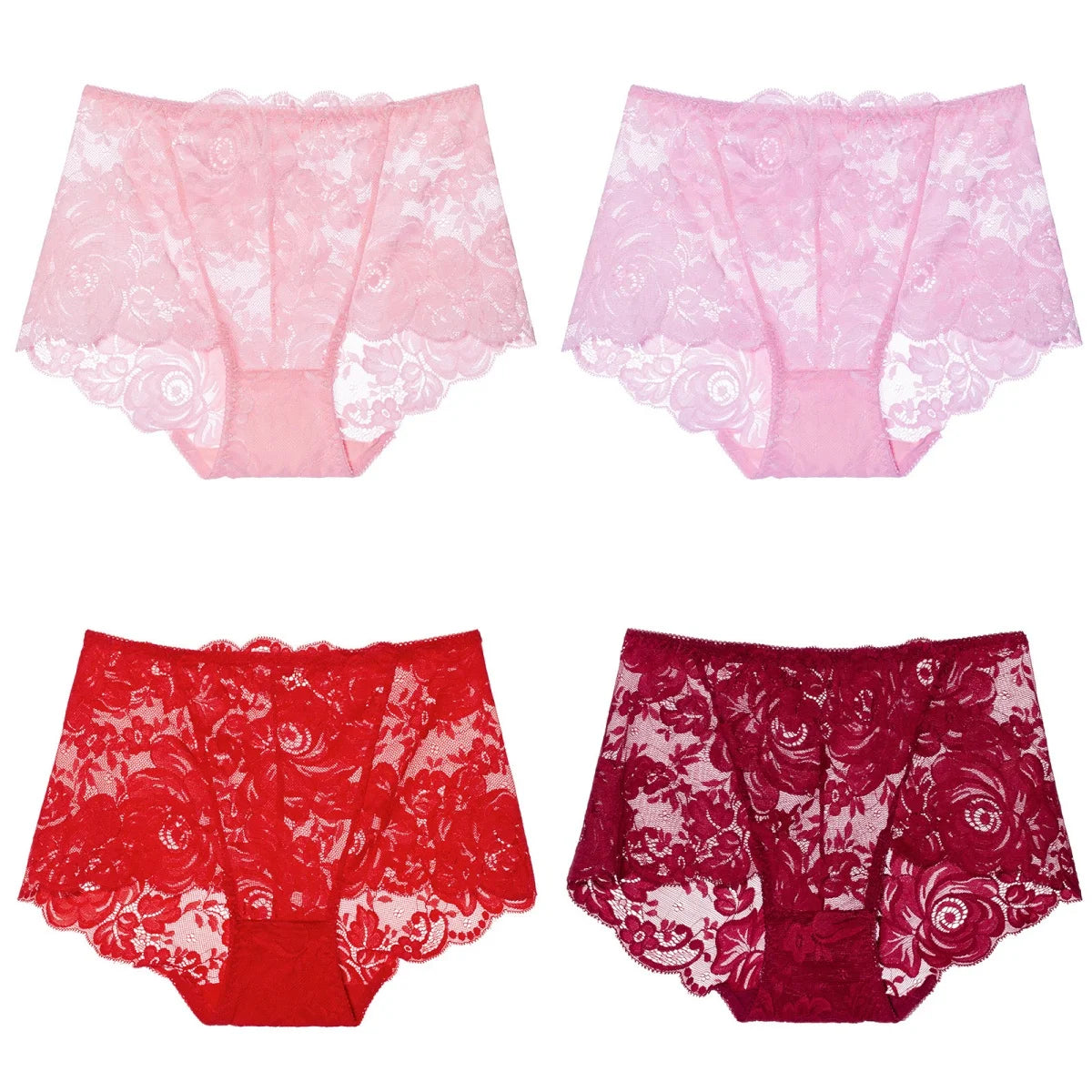 Set de Braguitas de Encaje | 4 Piezas | Talla Grande