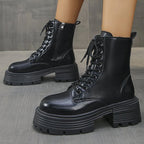 Botines de Plataforma | Estilo Británico | Tacón Grueso | Mujer