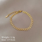 Pulseras de cadena de hojas huecas simples de acero inoxidable para mujeres y niñas, pulsera de Color dorado y plateado a la moda, accesorios de joyería