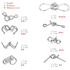 Rompecabezas Montessori de Metal para niños y adultos, juego interactivo de alambre, IQ, Mente, Cerebro, juguetes educativos, 8 piezas por juego