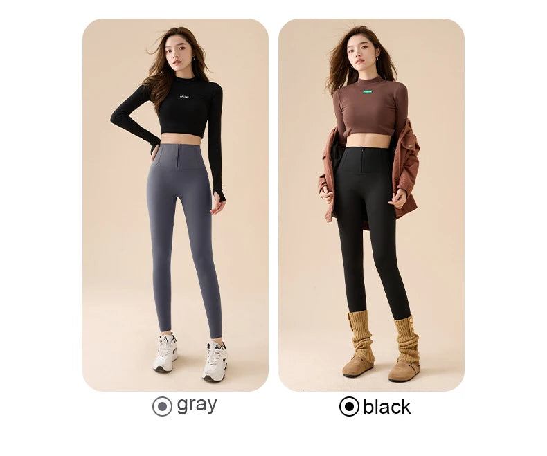 Leggings Piel Tiburón Polar Grueso | Moldeador Cremallera Cálida | Cintura Shaping OI | Ticotrendy