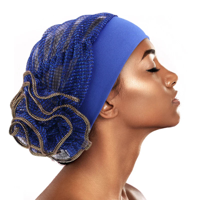 Turbante brillante elástico musulmán de flores para mujer, gorro de quimio para la pérdida de cabello, Bandanas internas, gorro Ninja para el cáncer, gorro para envolver la cabeza, nuevo