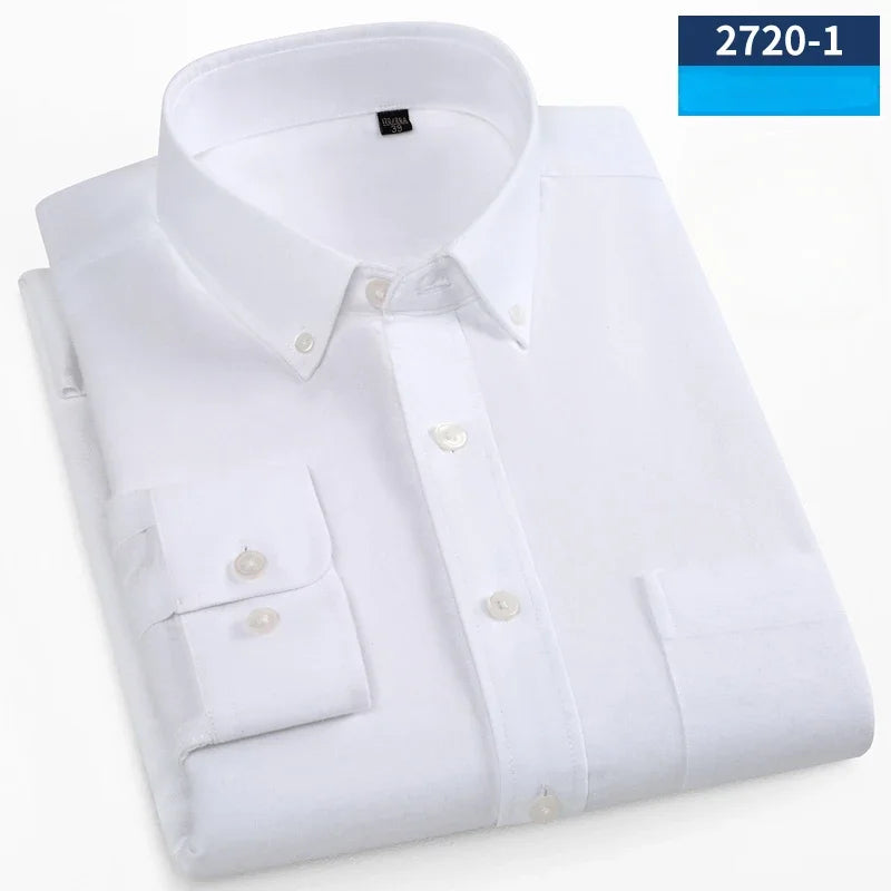 Camisa Oxford Cepillado | Algodón 100% | Ajuste Formal | Blanca Sólida | Ticotrendy