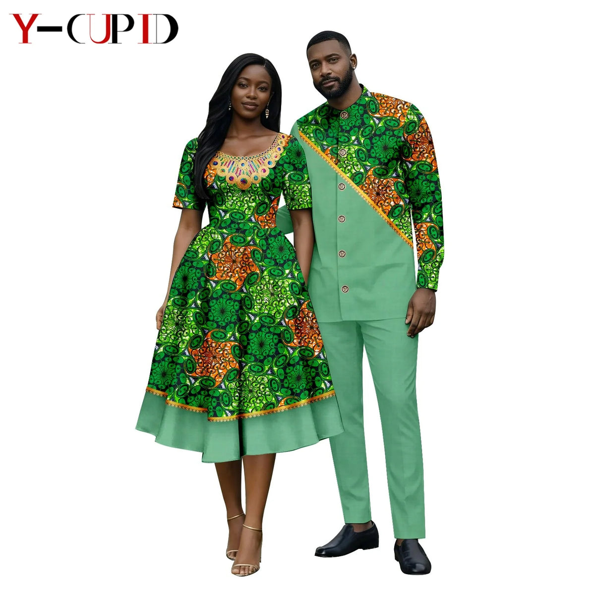 Vestido Apliques Estampado Africano Pareja | Camisa y Pantalón | Tallas S-6XL | Tico Trendy