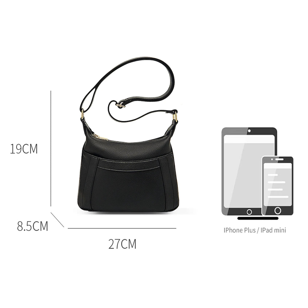LAORENTOU bolso de hombro de cuero genuino para mujer 2025 nuevo bolso cruzado de cuero suave de gran capacidad a la moda para mamá