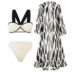 Conjunto de Bikini de Gasa de 3 Piezas - Traje de Baño Divisado para Playa