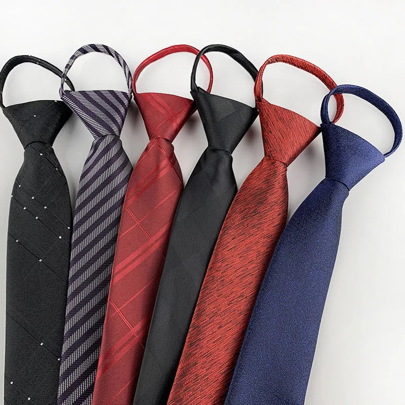 Corbata Preatada Cremallera Estrecha Estilo Tico Negocios Elegancia Diaria
