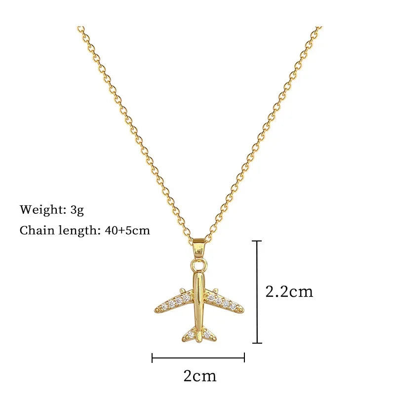 Collar Avión Circón Acero Inoxidable | Colgante Hip Hop | Joyería Unisex Regalo