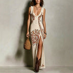 Vestido Floral con Encaje Espalda Descubierta