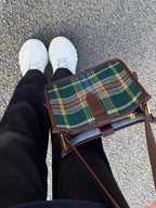 Bolso Hombro Mujer Retro A Cuadros Diario Casual