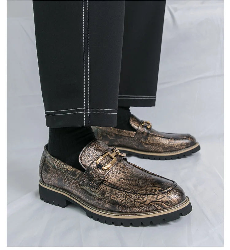Zapatos Vestir Hombre Estampado Dorado | Negocios Punta Estrecha Antideslizante Formal