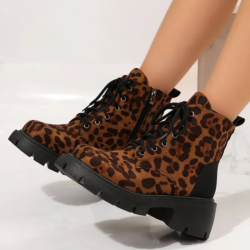Botines Plataforma Leopardo Estilo Y2K Moda Tica Sensual