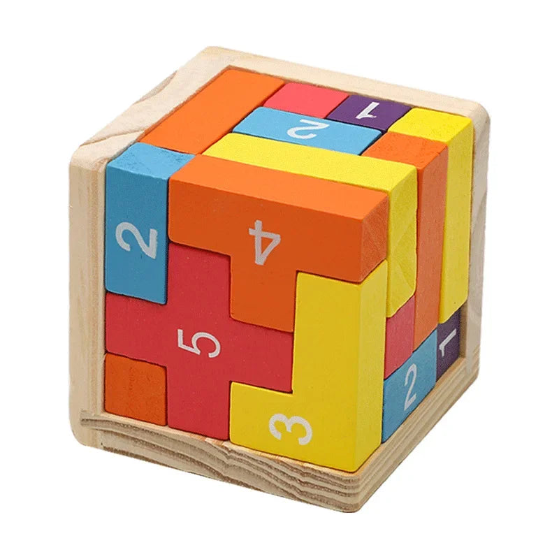 Rompecabezas de cubo 3D Luban entrelazado juguete educativo creativo de madera cerebro mente juego de aprendizaje temprano regalo para niños carta