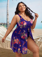 Traje de Baño de Una Pieza con Estampado Floral de Verano
