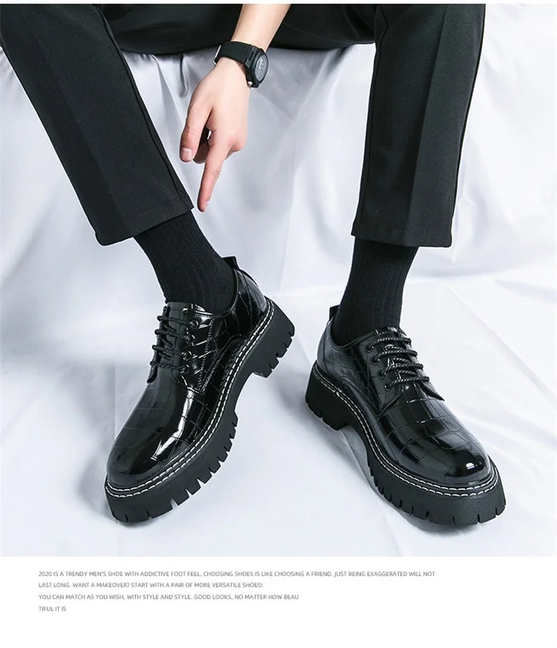 Zapatos Vestir Marrones Hombre | A Cuadros Cordones Punta Redonda Informal Negocios