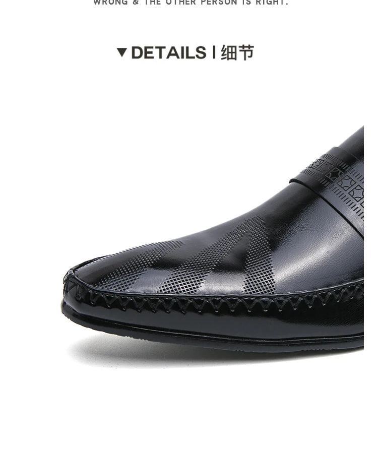 Mocasines Negros Hombre Piel Dividida Puntiagudos Formales Negocios | Sin Cordones