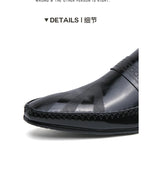 Mocasines Negros Hombre Piel Dividida Puntiagudos Formales Negocios | Sin Cordones