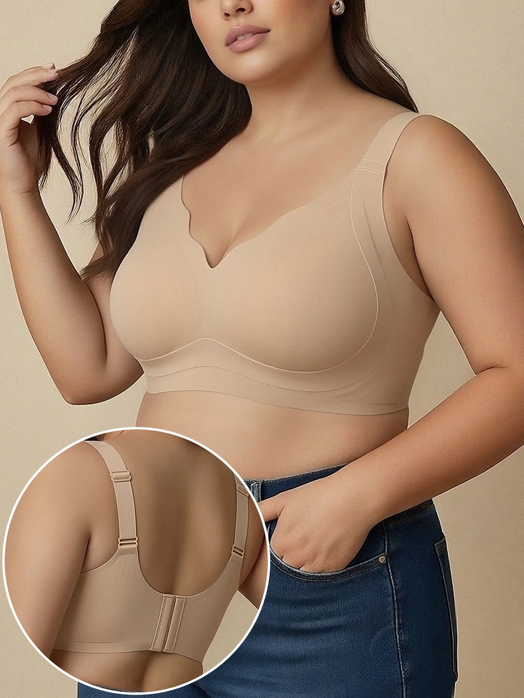 Sujetador Talla Grande Sin Costuras | Push-up Copa Completa | Tirantes Anchos 4 Corchetes | Tico Trendy