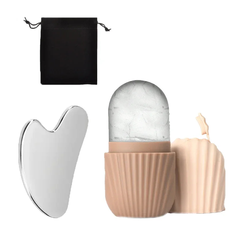 Rodillo Facial de hielo de acero inoxidable, juego de tablero Gua Sha, masajeador Facial, rodillo de masaje Facial, herramientas de belleza para el cuidado de la piel, 1/3 Uds.