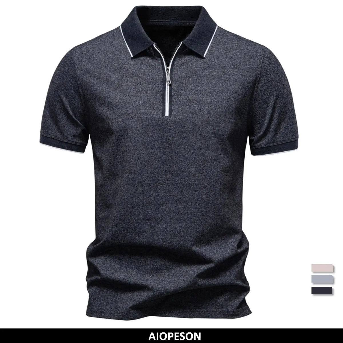 Polo Mezcla Algodón Cierre Hombre | Manga Corta Ligero | Tallas S-XXL | Tico Trendy