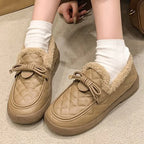 Botines Cálidos de Felpa con Lazo Coreano para Mujer
