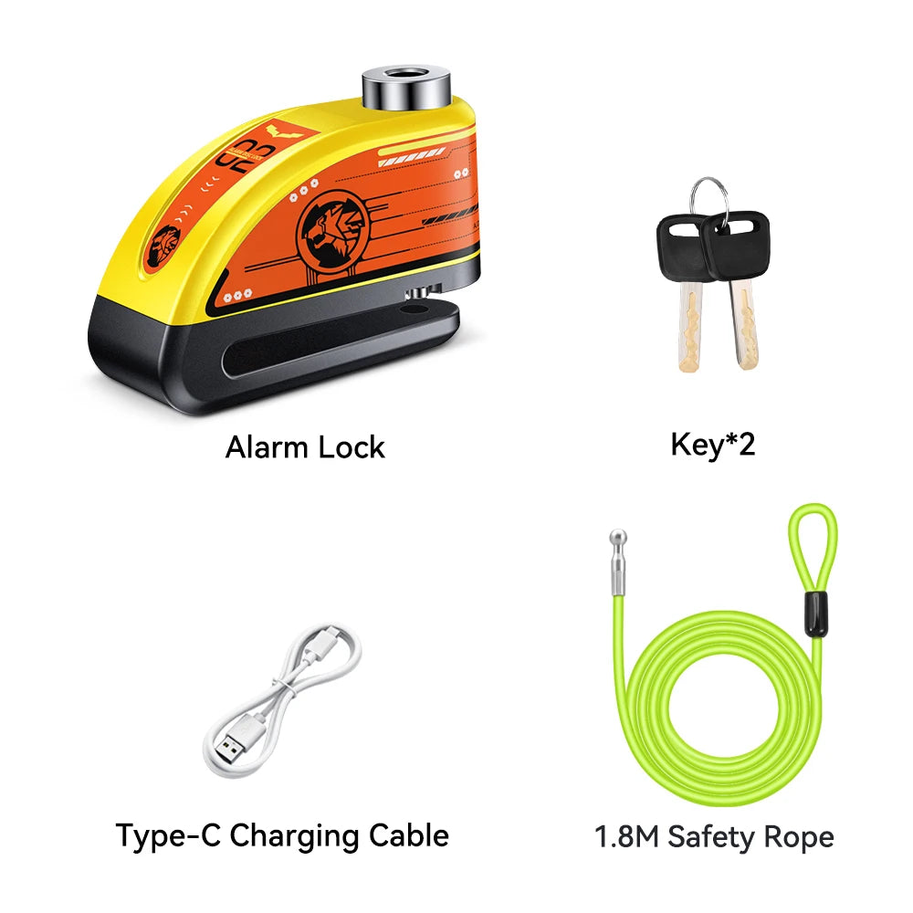 Candado de Disco para Motocicleta | Alarma de 120dB e Impermeable  | Ticotrendy