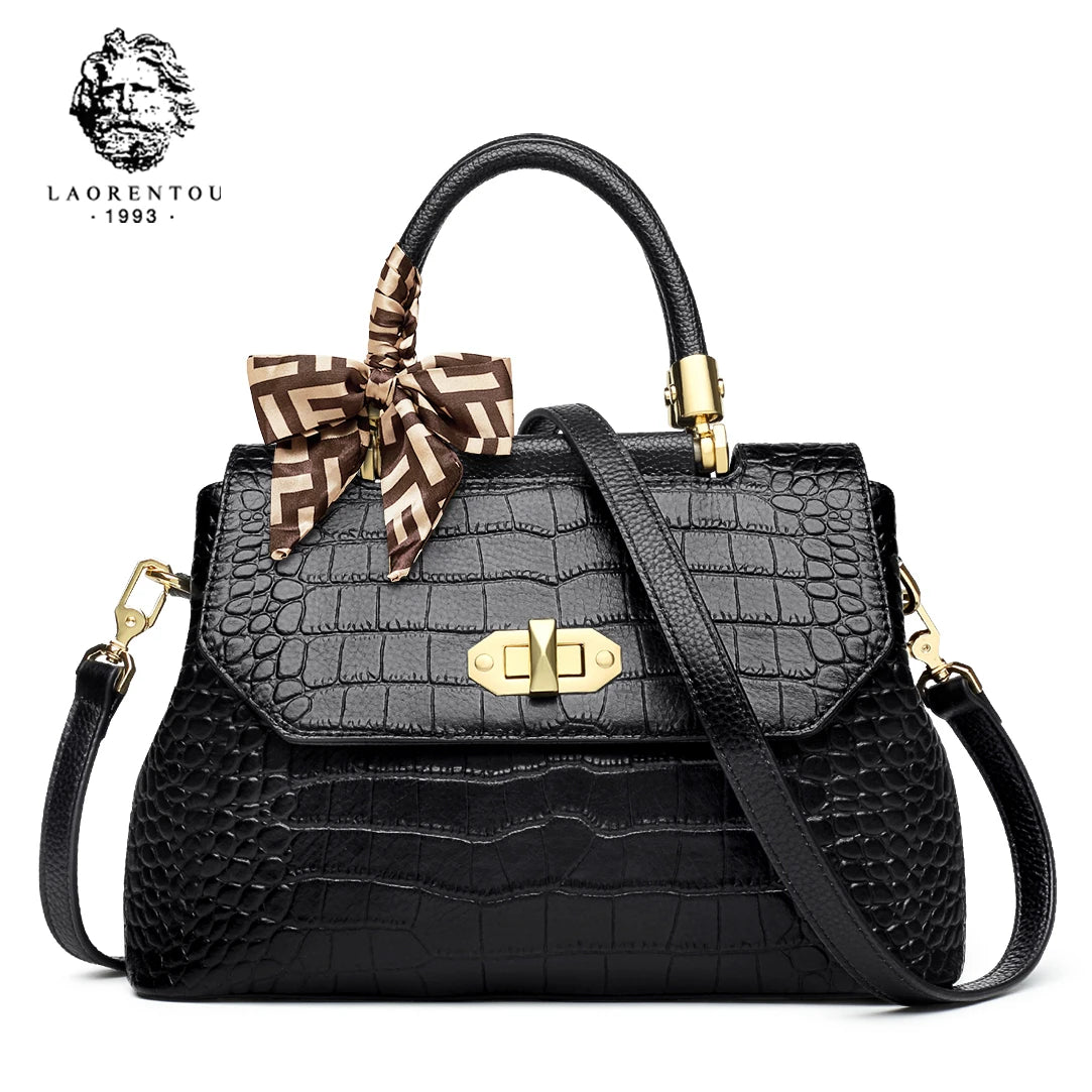 LAORENTOU, bolso elegante con asa superior para mujer, bolso de hombro femenino a la moda de cuero genuino, bolso cruzado de diseño lujoso, regalo para mamá