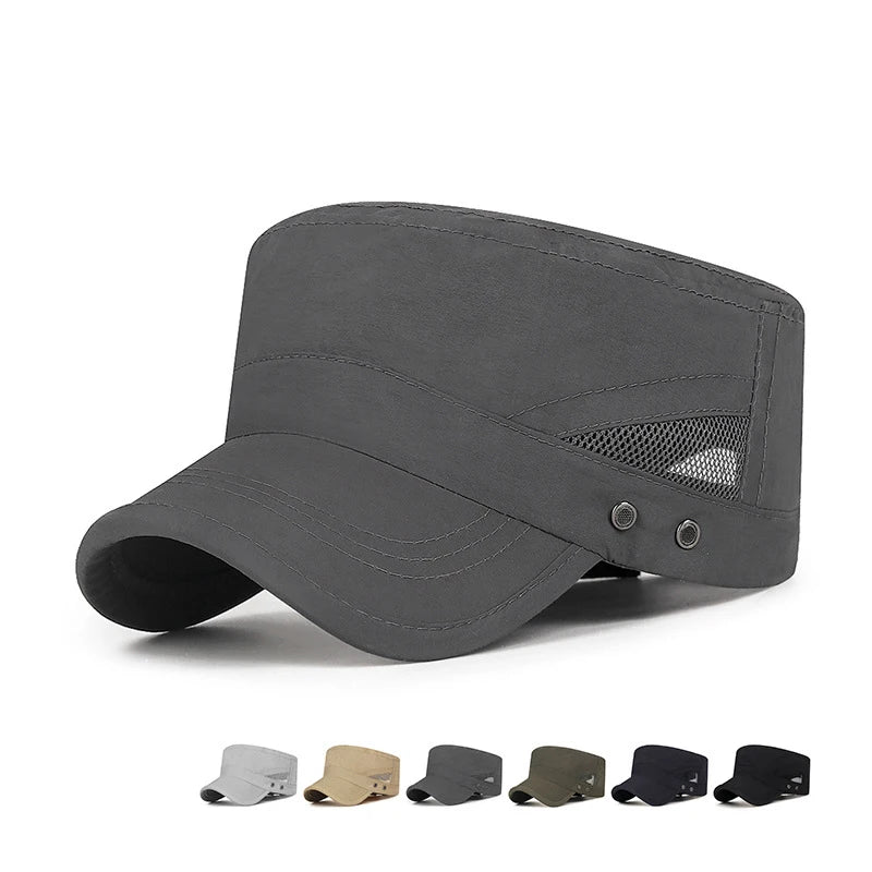 Verano de secado rápido malla transpirable deporte al aire libre suave sombrero plano gorra de hombre mujeres gorra de béisbol pesca correr senderismo gorra de camionero