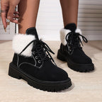 Botines de Plataforma con Cordones y Forro de Felpa