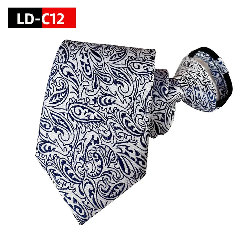 Corbata Preatada Con Cremallera Rayada Elegante y Práctica Para Bodas
