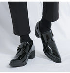 Mocasines Negros Lujo Hombre | Punta Puntiaguda Sin Cordones Zapatos Oxford Boda