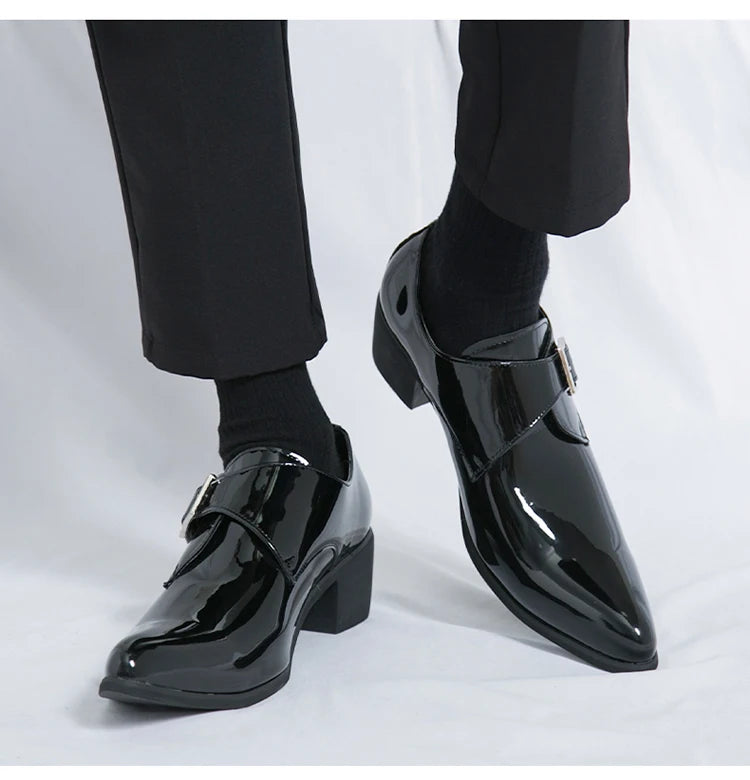 Mocasines Negros Lujo Hombre | Punta Puntiaguda Sin Cordones Zapatos Oxford Boda