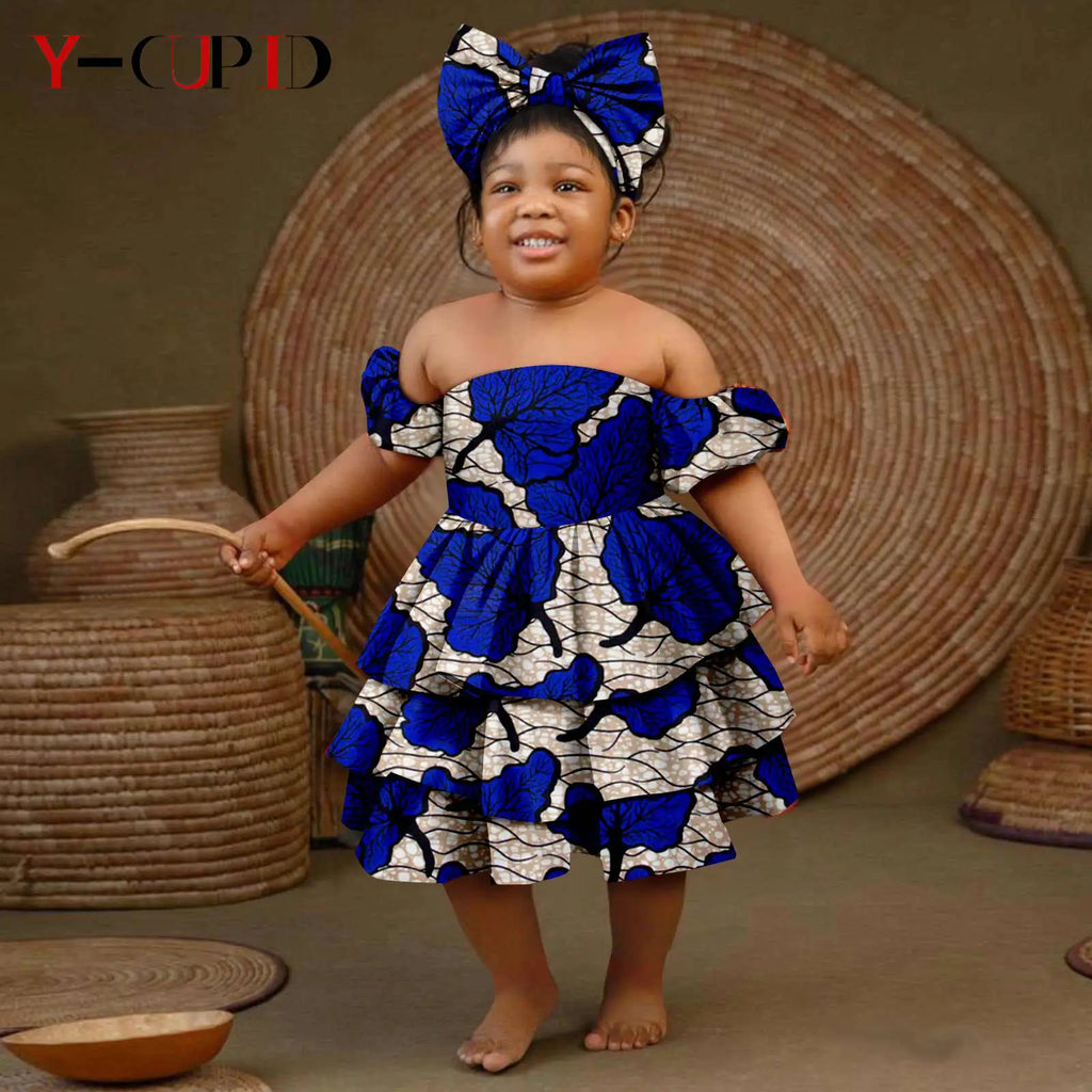 Vestido Ankara Multicapa Volantes Niña | Fiesta Bazin Riche | Tallas S-XXL | Tico Trendy