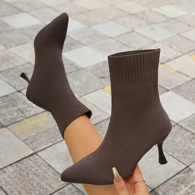 Botines de Malla Elegantes | Tacón Cuadrado Retro