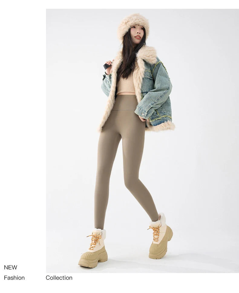 Leggings Térmicos Tiburón Polar Fino | Slim Fit Cintura Alta | Glúteos Sin Costuras Sexy