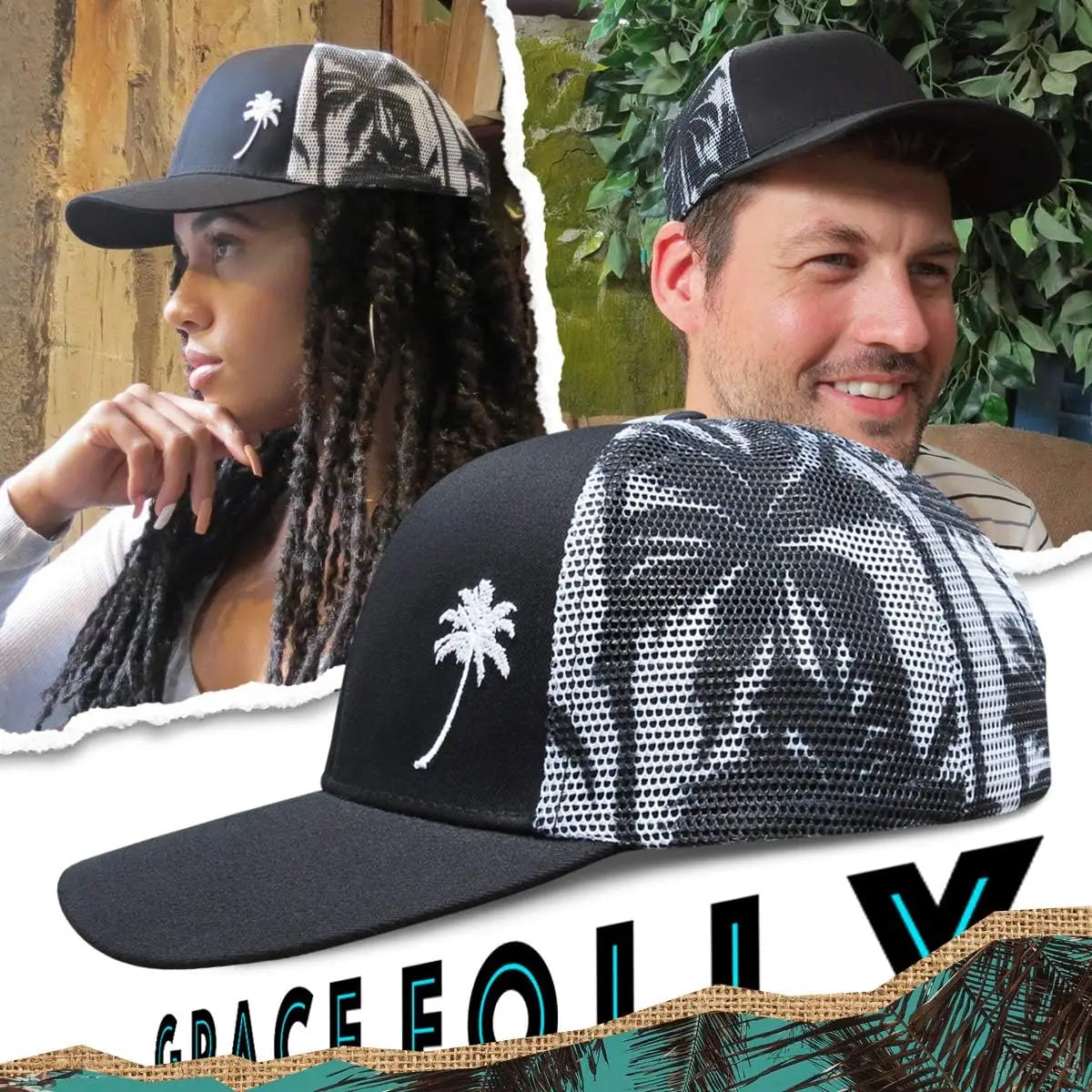 Trucker Cool Designs Transpirable Cocoteros Bordado Béisbol Sombra al aire libre Protección solar Gorra de malla Sombrero para el sol para hombres y mujeres