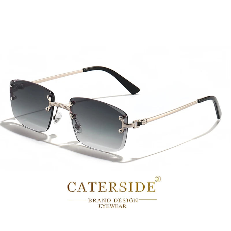 Gafas de Sol CATERSIDE | Cobre y Lentes Degradados Azules | Cuadradas Sin Montura | Lujo Unisex