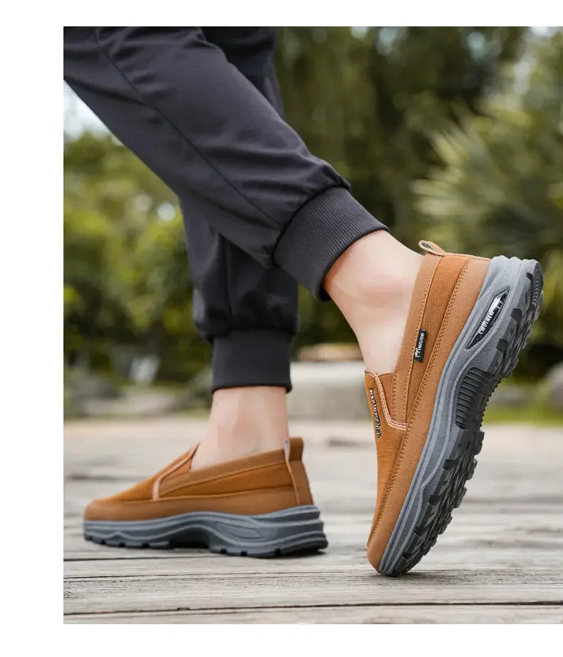 Mocasines Lona Hombre 2025 ∣ Sin Cordones ∣ Suela Gruesa Ligera