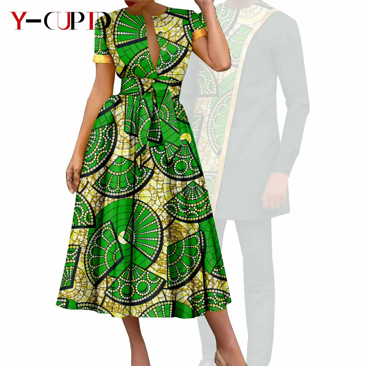Vestido Dashiki Bazin Riche Africano Pareja | 2 Piezas | Tallas XS-6XL | Tico Trendy