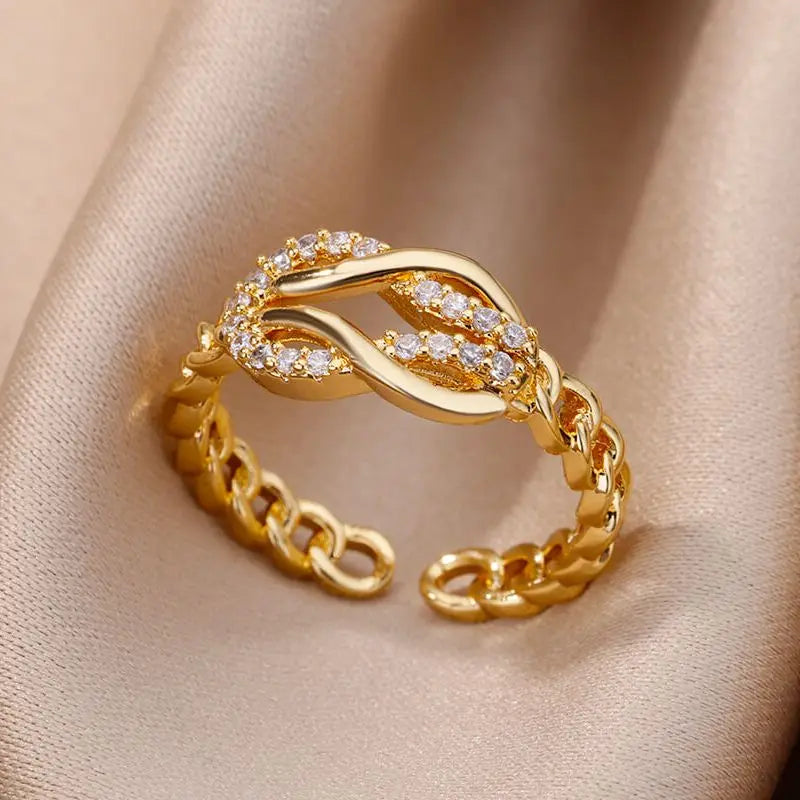 Anillo Ticotrendy Infinity Circón | Lujo Acero Inox | Joyería Pareja Boda