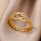Anillo Ticotrendy Infinity Circón | Lujo Acero Inox | Joyería Pareja Boda