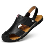 Sandalias Piel Dividida Hombre Transpirables Playa Casuales Alta Calidad | Verano