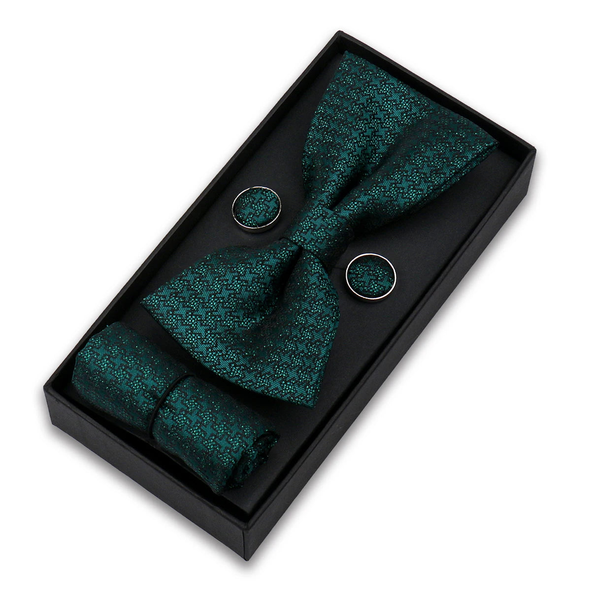 Set De Pajarita Pañuelo Gemelos Regalo Elegante Estilo Para Hombres