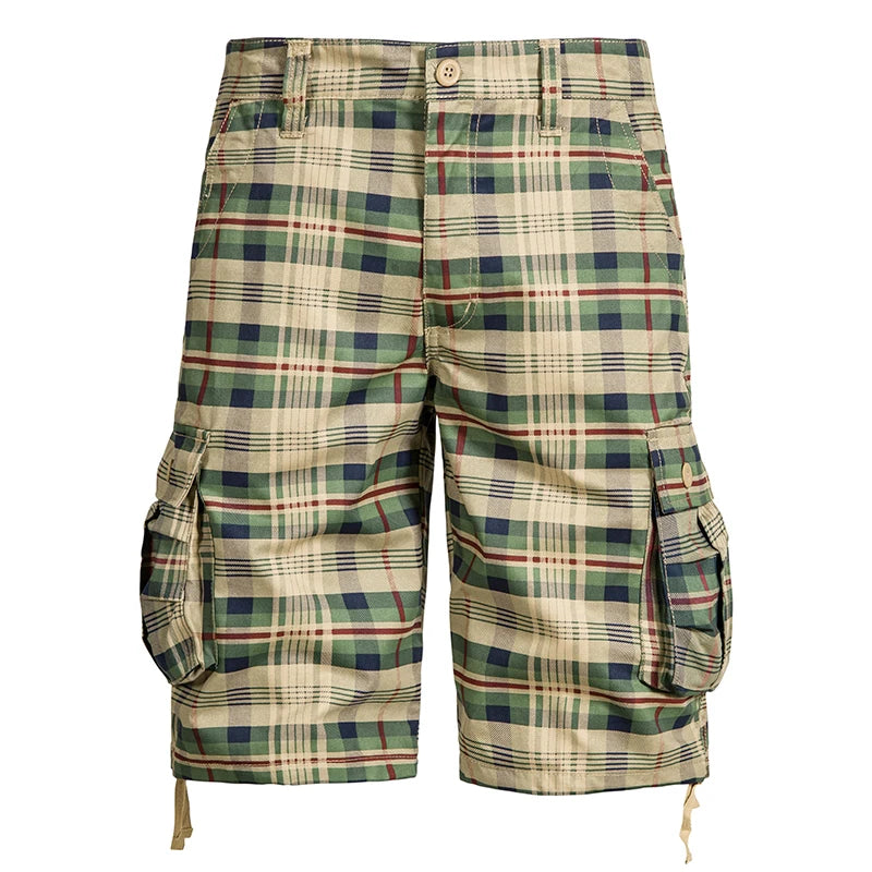 Pantalones Cortos Cargo a Cuadros | Algodón | Tallas Grandes | Playa y Natación | Ticotrendy